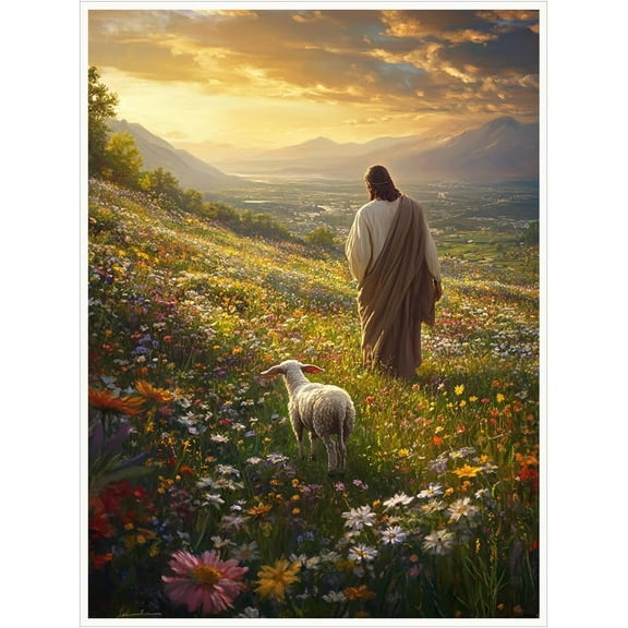 Christian Jesus Print Wall Art Jesus Save the Lost Lambs Canvas Painting Posters Room Aesthetic Decoration Easter Christian Catholic Wall Decor