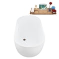 thumbnail image 6 of Streamline 61" Freestanding Soaking Bathtub – Glossy White Acrylic Tub with Matte Oil Rubbed Bronze Internal Drain and Bamboo Tray – Modern Design – 50 Gallon Capacity, 6 of 12