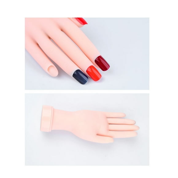 DHARMONAL Nail Beginners Practice Hand Rubber Hand Model Nail Dip Tray And Brush Acrylic Hand File Nails Files Curved Nail Cuticle Pusher Filer for Nails with