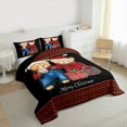 thumbnail image 3 of Manfei Merry Christmas King Size Comforter Sets,Cute Cartoon Bear Bedding Comforter Set,Red Black Plaid Bedding Set For Teens,Ultra Soft Home Decor Reversible,3pcs, 3 of 8