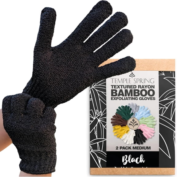 Shower Gloves Exfoliating for Women – Natural Textured Rayon Bamboo Glove with Thicker Weave Deep Cleansing, Dead Skin Removal & Smooth Radiant (1 Pair, )