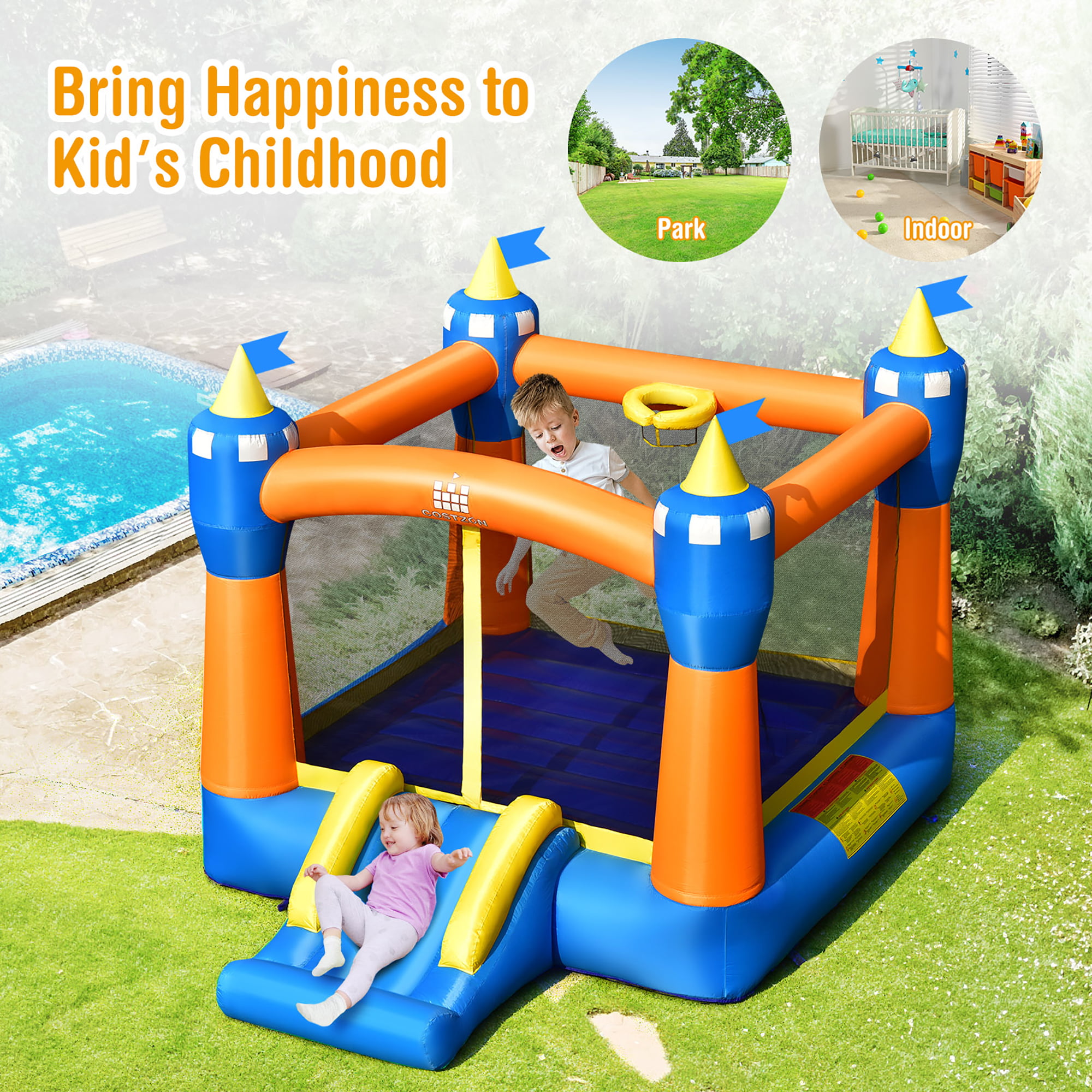 Details about   Bounce House Magic Castle Inflatable Bouncer Kids Jumper Slide With 480W Blower 