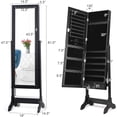 thumbnail image 6 of MAT EXPERT Floor Stand Mirror Jewelry Armoire, Lockable Jewelry Cabinet w/Full-Length Mirror, Dressing Makeup Jewel Storage Cabinet w/38 Hooks & 48 Ring Slots, Jewelry Organizer w/Drawers (Black), 6 of 8