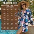 thumbnail image 7 of Xoenoiee Tropical Monstera Palm Leaves Print Swimsuit Coverup for Women Casual V Neck Bathing Suit Cover Ups Button Down Beach Bikini Swimwear Cover up Dress Shirt, 3XL, 7 of 7