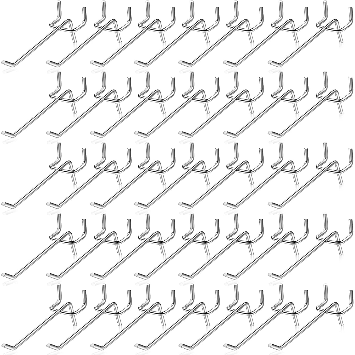 100 Pack Pegboard Hooks 3 Inch Metal Display Hooks Suitable for 1/8 Pegboard Accessories for Garage, Office, Kitchen, Store Silver Silver