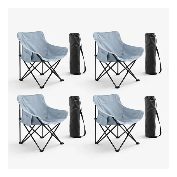 Sillas Plegables para Camping para Playa Pesca y Exteriores de Lona Impermebale Ligera - Sillas para Exterior Ergonomica con Estructura de Acero y Funda Transportadora Set 4 Sillas