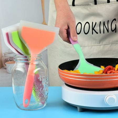 

Heldig Silicone Pancakes Shovel Wide Spatula Turner Nonstick Fried Shovel Fish Spatula Silicone Wide Flexible Turner for Nonstick Cookware Egg Cookie Omelette (Green Orange)B