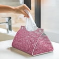 thumbnail image 5 of Goofa Pink Glitter Pattern Triangle Square Tissue Box Cover, Modern PVC Leathe Facial Paper Holder,Decorative Holder/Organizer for Bathroom Vanity Countertop, 5 of 9