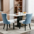 thumbnail image 2 of GAKMCIL PU Leather Dining Chairs(Set of 2),Modern Velvet Dining Chair with Nailhead Back and Ring Pull Trim,Solid Wood Legs,350lb Load for Dining Room,Kitchen and Living Room(White&Light Blue), 2 of 13