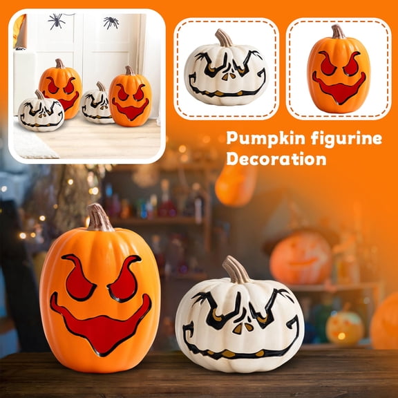 Halloween Glowing Pumpkin Decor, Large Hollow Light Up Jack-o-Lantern for Fall Home Porch Display, Indoor Outdoor Autumn Yard Decorations for Seasonal Party Events, 1Pack A