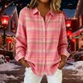 thumbnail image 4 of Women's Christmas Plaid Shirt Tops Button Down Top Lightweight Holiday Festival Outfits Long Sleeve Plaid Jackets, 4 of 6