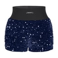 thumbnail image 6 of Felirenzacia Women's Sequin Shorts Sparkly Hot Pants Velvet Fully Lined Wide Elastic Waistband Shorts for Party Raves,Blue,L, 6 of 9