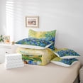 thumbnail image 6 of Manfei Chic Blue Floral Flowers Bedding Comforter Set 7 Pieces for Female Men,Abstract Oil Painting Full Bedding Set Lightweight,Blue Green Fitted Sheet Flat Sheet,Microfiber Bedroom Decor, 6 of 8