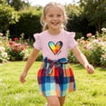 thumbnail image 7 of Cethrio Girls Summer Outfit Sets, Fashion 2 Piece Flutter Sleeve Printed Girls' Clothing Sets Pink Size 5-6T, 7 of 7