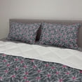 thumbnail image 2 of Flowers Comforter & Sham Bedding Set, Exotic Leaves Along Floral Berry Petals Nature Forest Essence Plants, 3 pcs Duvet Set Microfiber Filling Quilt, 5 Sizes, Dark Blue Grey Magenta, by Ambesonne, 2 of 4