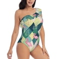 thumbnail image 3 of Rateoe Flamingo Pattern Women One Piece Swimsuits Tummy Control One Shoulder Bathing Suits Ruffle Swimwear-X-Large, 3 of 6