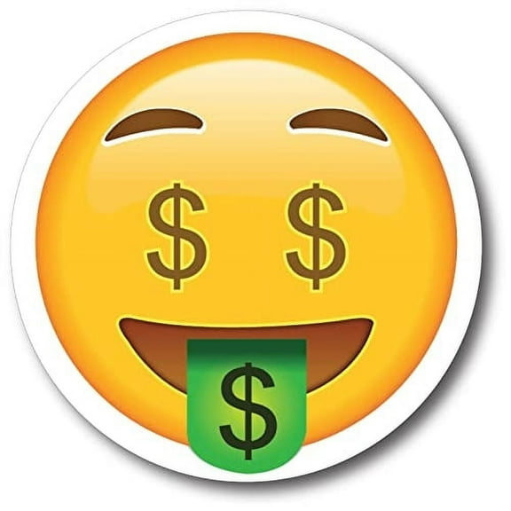 Magnet Me Up Dollar Sign Tongue Out Emoticon Magnet Decal, 5 Inch, Cute Self-Expression Magnet for Vehicle Or Any Other Magnetic Surface
