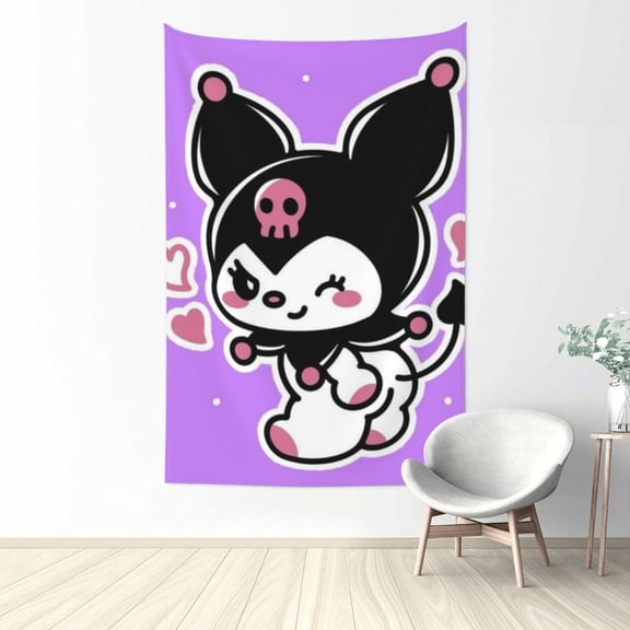 Sanrio Kuromi Tapestry Wall Hanging Home Decoration Wall Blanket Dormitory Living Room Bedroom Backdrop Poster( 60x40inch)