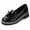 Black, variant on Comfortable Walking Sneakers for Women Lightweight & Supportive Casual Comfortable Leather Loafers With Bowknot Tassel Design For Everyday Wear