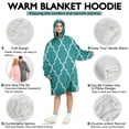 thumbnail image 5 of Wearable Oversized Blanket,Teal Geometric Quatrefoil Pattern Wearable Blanket Hoodie for Adults,Cozy Hooded Blankets with Super Pockets,Super Warm Fuzzy Pullover for Women & Men, 5 of 6