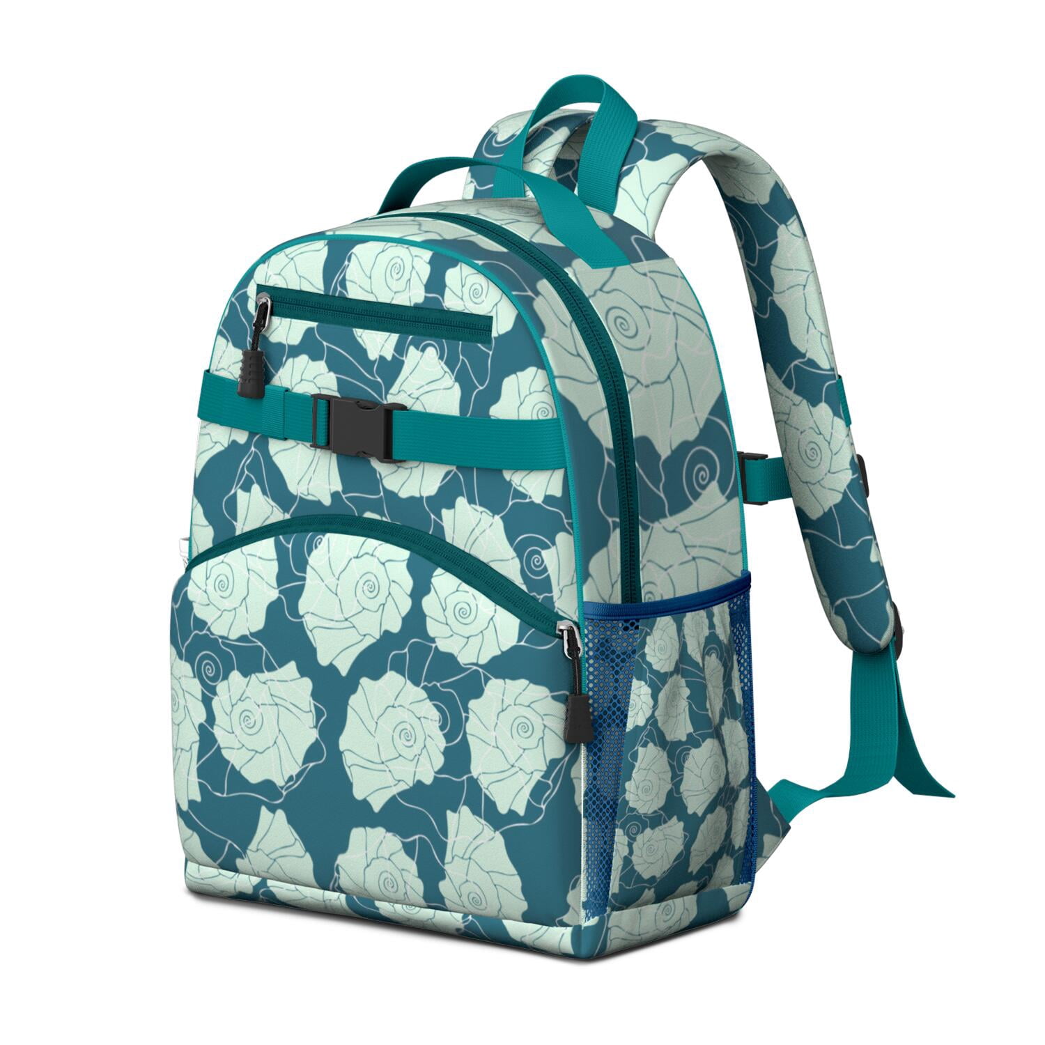 Nautical Seashell Backpack Waterproof Lightweight Book Bag with Spine-Protecting Padded Straps for Daily Commute