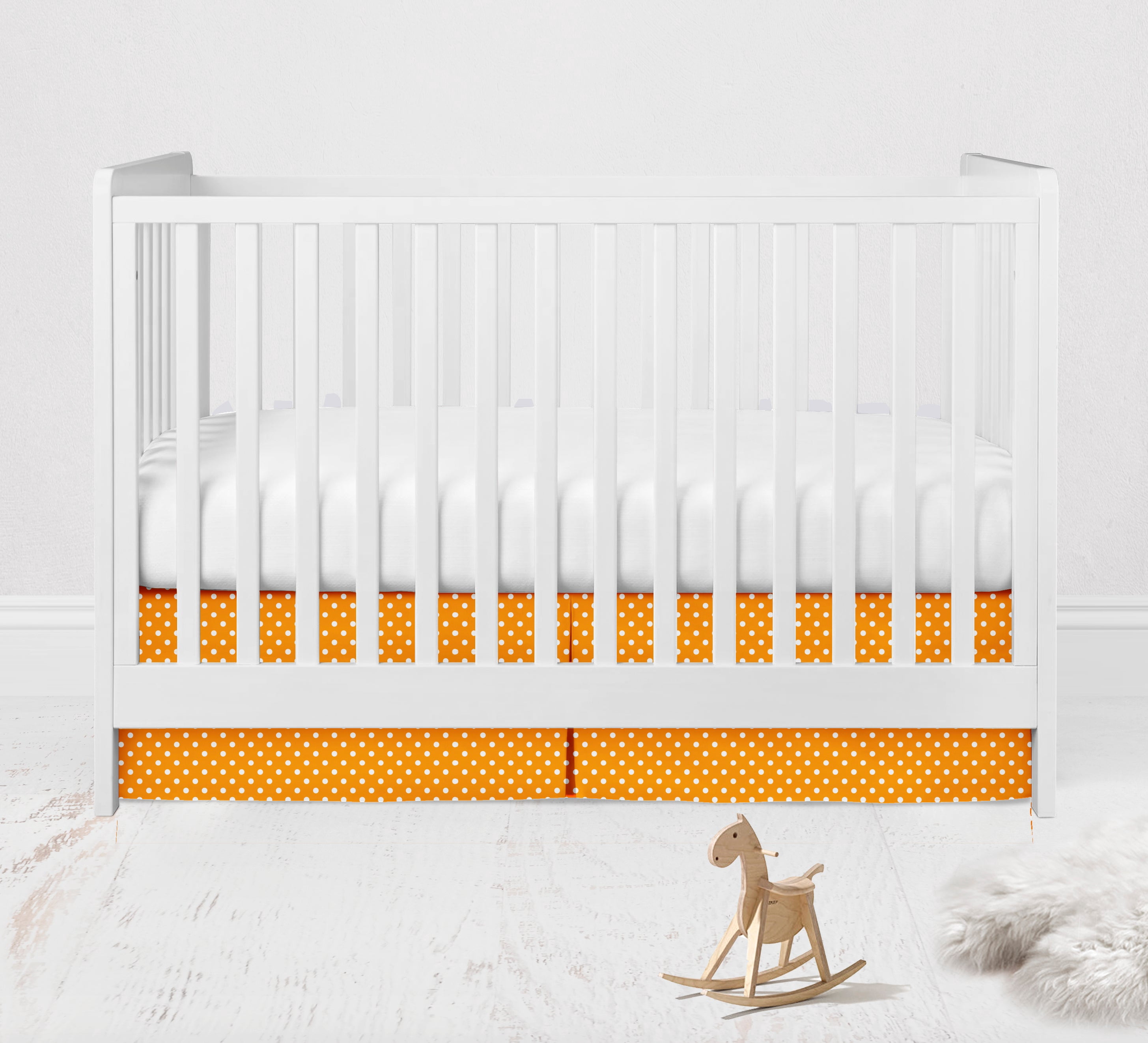 Bacati - Multiple Options of Crib or Toddler Bed Skirt or Dust Ruffle 100% Cotton Percale, Mix N Match Pin Dots