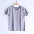 thumbnail image 3 of Girls Short Sleeve T-shirt Ice Silk Breathable Tops Summer Solid Tees (Grey 2T-3T), 3 of 6