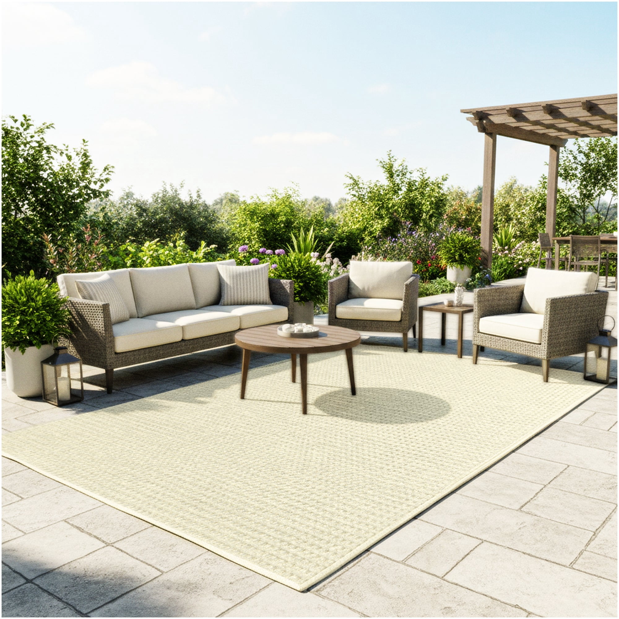 Koeckritz Rugs Interlace Indoor/Outdoor Ivory Area Rug, 4' x 6'