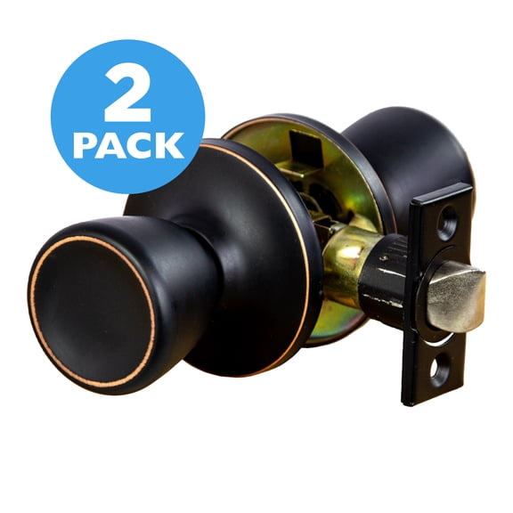 Oil Rubbed Bronze Passage Hall and Closet Door Knob, 2-Pack