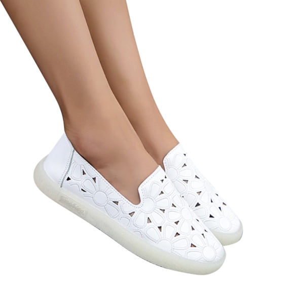 Oyedens Walking Loafers for Women Comfort Orthopedic Slip On Loafer Breathable Hollow Flats Shoes