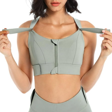 

Hcinere Follure Women’s Front Zip Sports Bra Adjustable Straps Soft Workout Tops Underwear