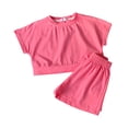 thumbnail image 3 of Two Piece Outfits Girls Girls Summer Outfits Kids Short Sleeve T Shirts and Elastic Waist Shorts 2 Piece Clothing Sets 12M-11Y, 3 of 8