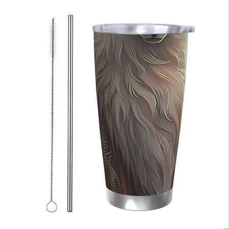 

Cauagu Mystic Fox With Halo Pattern 20oz Tumbler Stainless Steel Vacuum Insulated Tumbler with Lid Durable Insulated Coffee Mug Thermal Cup with Splash Proof Sliding Lid-Straw Two-piece Set