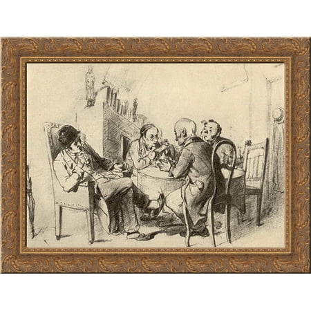 Policy 24x20 Gold Ornate Wood Framed Canvas Art by Perov, Vasily