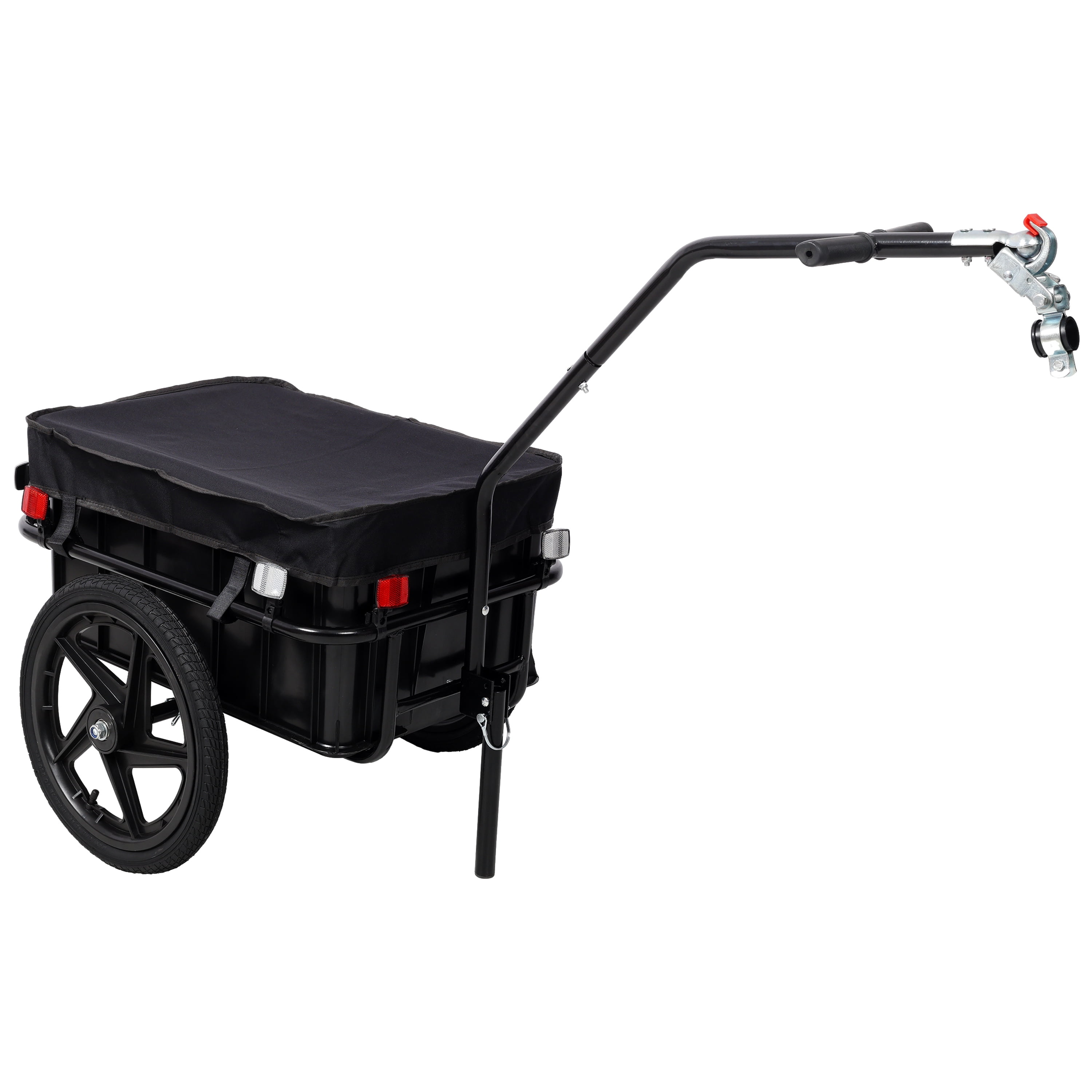 Bike Cargo Trailer with Support Bar, 600D PVC Waterproof Cover, Removable Box, Utility Bike Wagon Trailer for Shopping Camping and Outdoor Activities