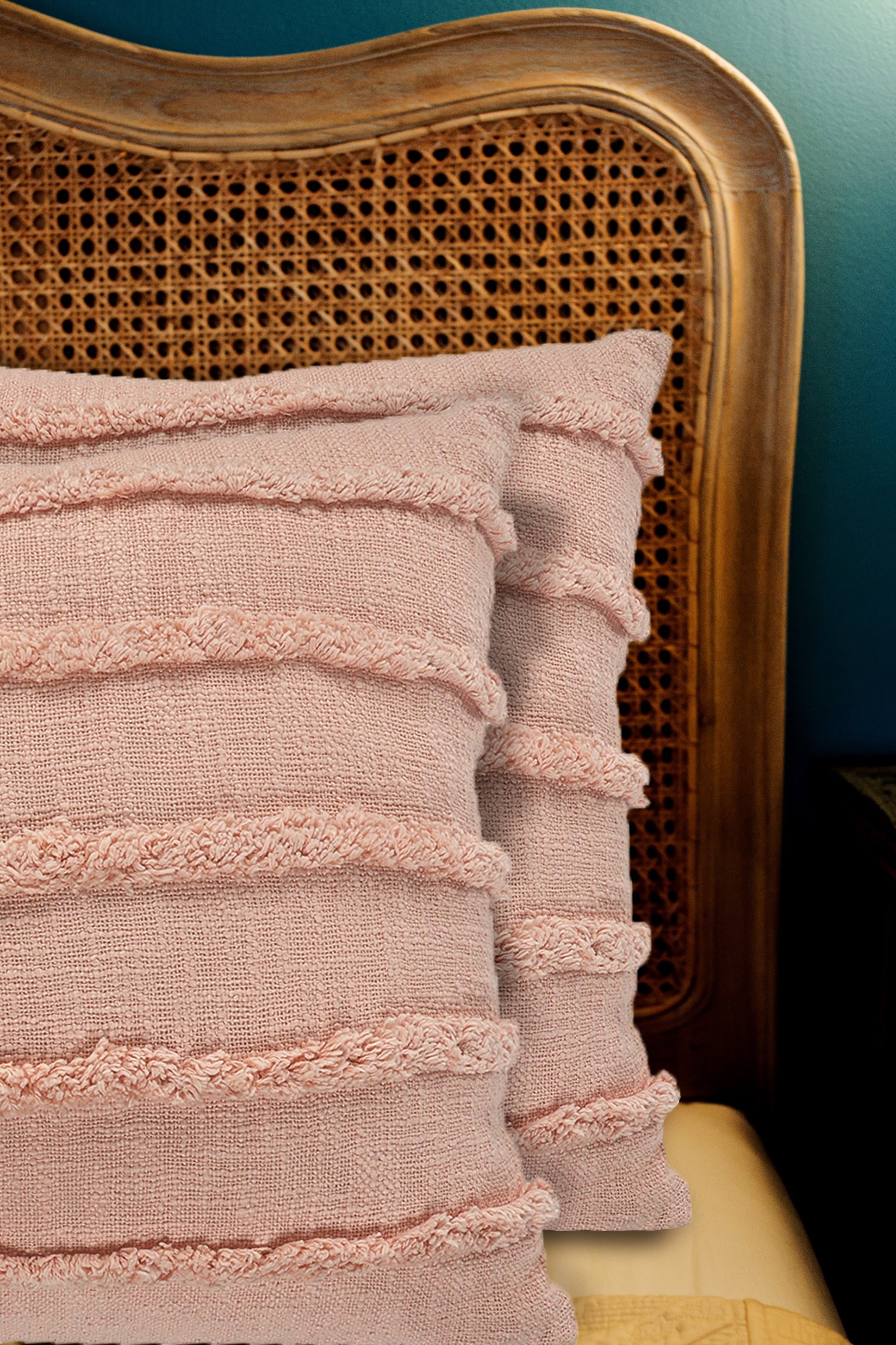 Ox Bay Blush Solid Organic Cotton Square 2 Piece Pillow Feather Filled Set