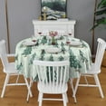 thumbnail image 2 of Light Green Christmas Tree and Snow Pattern Round Tablecloth 60"x60",Wrinkle Wipeable Table Cloth for Kitchen Dining Room Picnic Patio Party, 2 of 6