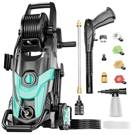 2025Upgraded Electric Pressure Washer, 4500 PSI 3.2 GPM Power Washer With 4 Quick Connect Nozzles, Inlet Hose & Filter& Foam Cannon For Cars/Fences/Driveways/Home Cleaning