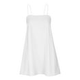 thumbnail image 4 of CFLVAEK Dresses for Women Vintage Cotton Linen Loose Spaghetti Strap Mini Dresses Square Neck Sleeveless Solid Summer Short Formal Dress, 4 of 6