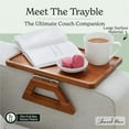thumbnail image 2 of Shamrock Home Bamboo Trayble Couch Arm Table, Clip On Tray Sofa Table for Couches. Sofa Arm Tray, Armchair Table for TV Dinners, Remotes, Drinks and Snacks - 13.75 x 9.5inch, Brown, 2 of 6