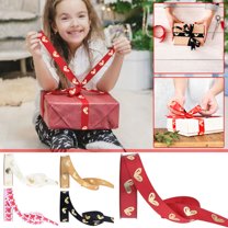 Gold Foil Printed Heart Ribbon, DIY Handmade Satin Ribbon for Gift Wrapping, Bouquets, Wreaths, and Holiday Decorations, 1 Roll
