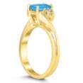 thumbnail image 2 of SZUL Women's 7X5MM Blue Topaz and Diamond Twist Ring in 10K Yellow Gold, 2 of 4