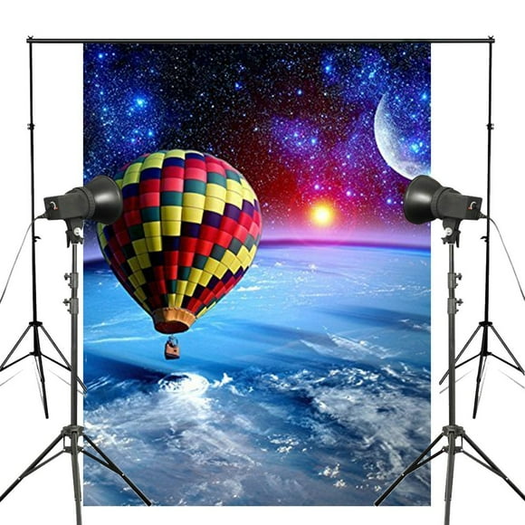EREHome Polyester Fabric 5x7ft Universe Hot Air Balloon Photography Backdrop Photo Props Gorgeous Stars Background