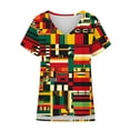 thumbnail image 6 of JTZGDY Western Shirts for Women Vintage African Dashiki Print Summer Short Sleeve Casual V Neck Contrast Color Ethnic T-Shirts Trendy Ladies Flowy Tunic Blouse Orange#02 L, 6 of 6