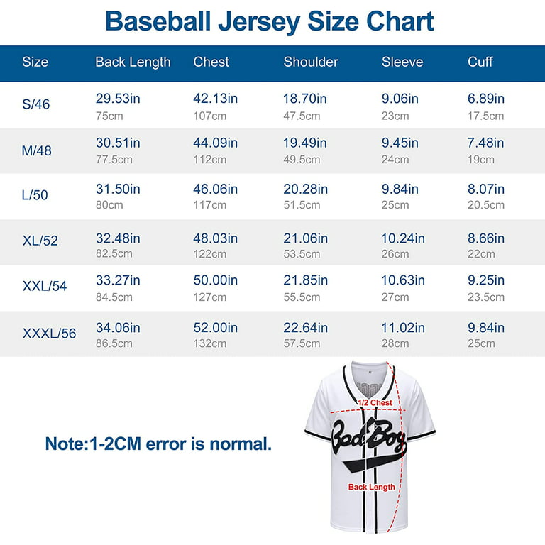 YOUI-GIFTS Bad Boy Baseball Jerseys, 10 Smalls Shirt, 90s Hip Hop Jersey  for Men Women S-XXXL 