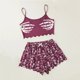 thumbnail image 2 of Conjunto de ropa de dormir para mujer Conjunto de chándal con estampado de esqueleto de Halloween Camis + Shorts Suit Pompotops hfajkhk123516, 2 of 7