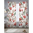 thumbnail image 2 of Red Mushrooms Sheer Curtains 108 Inch Length 2 Panels Set Window Treatments, Maple Leaves Plants Country Botanical Rod Pocket Semi Curtains for Living Room/Bedroom/Kitchen Décor, 104"W x 108"L, 2 of 7