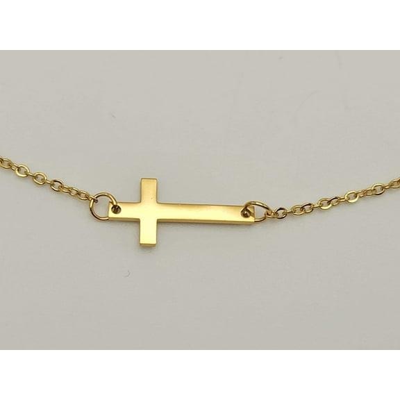 Dainty Necklace - Cross Necklace Handmade Gold Tone necklace