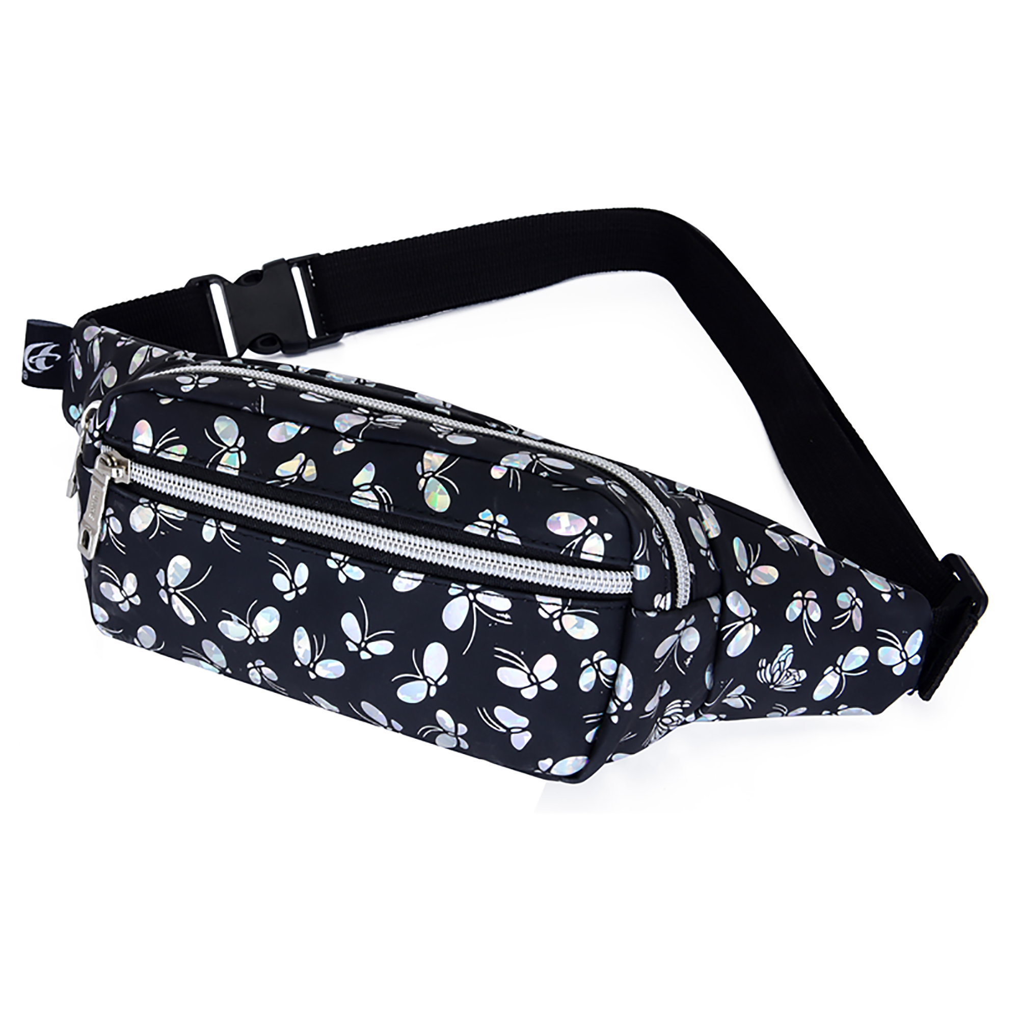 TFFR Women Laser Fanny Pack, Glitter Holographic Butterfly Print Waist