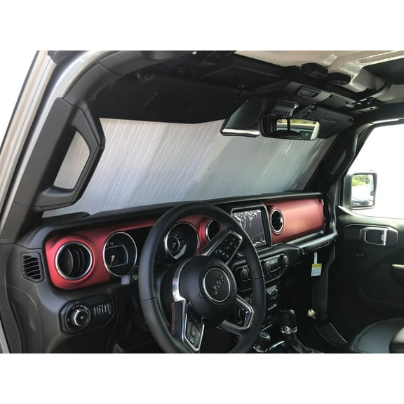 HeatShield, The Original Windshield Sun Shade, Custom-Fit for Jeep Wrangler SUV w/ Advanced Safety Group Package 2019, 2020, 2021, Silver Series